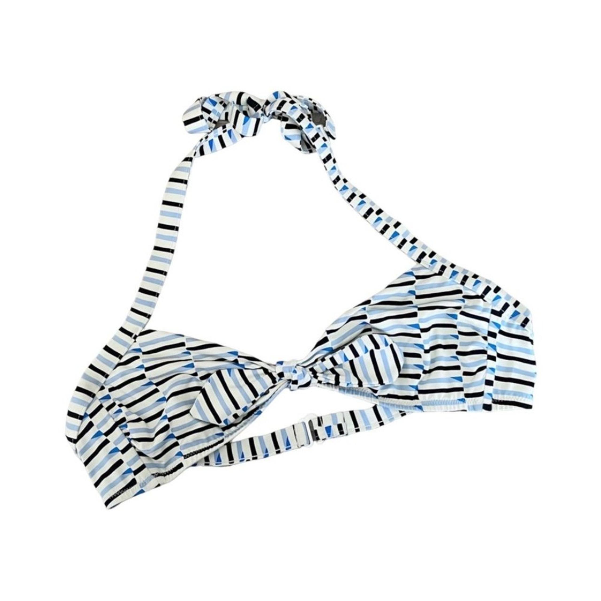 Madewell Stripe Blue & White Bow Bandeau Halter Bikini Top Size M