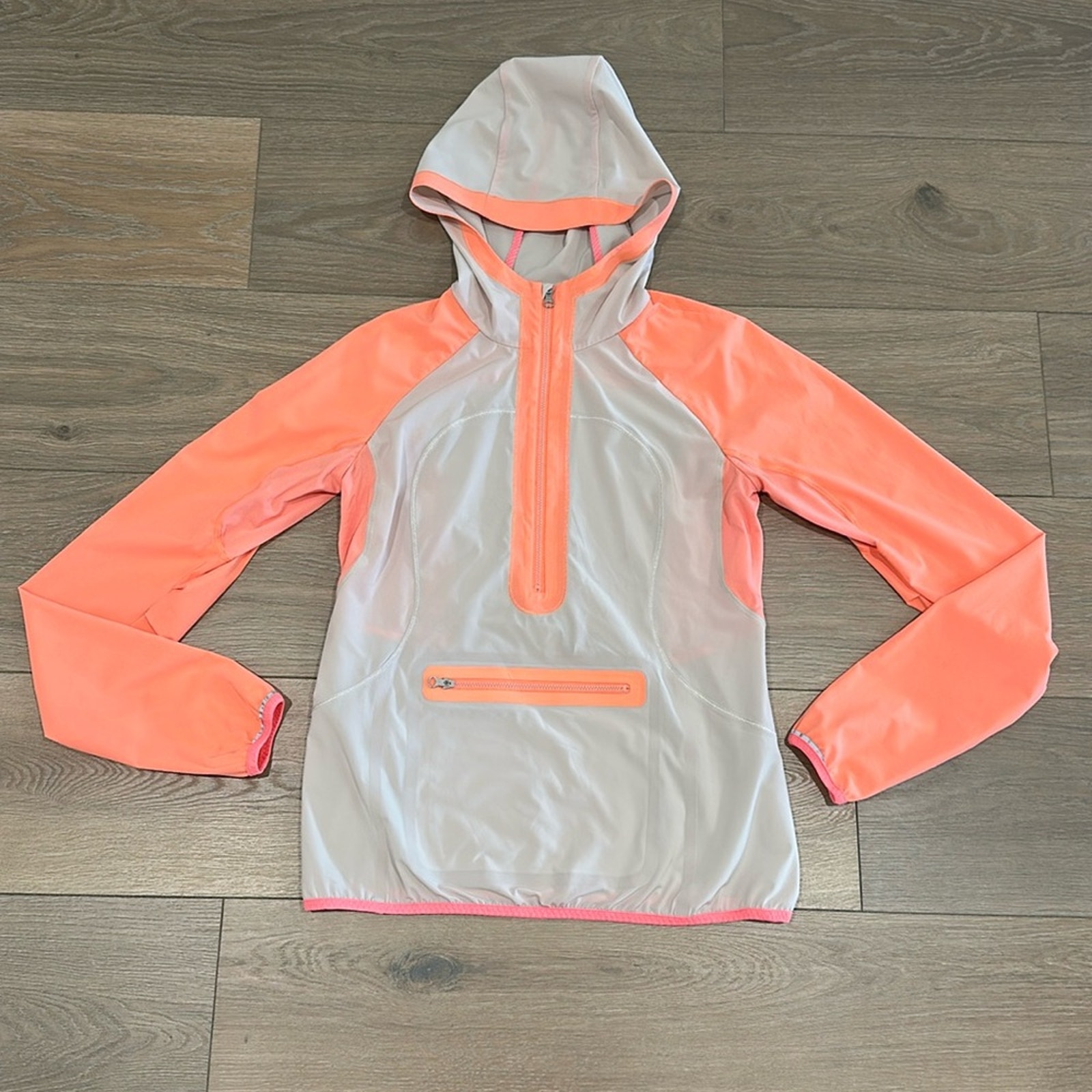 LULULEMON Cream Coral Pullover Windbreaker 1/2 Zip Running Packable Jacket Sz 4