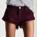 One Teaspoon Burgundy Denim Cuff Button Fly Shorts