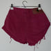 One Teaspoon Burgundy Denim Cuff Button Fly Shorts