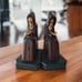 Vintage Wooden Hand Carved Bookends Monks
