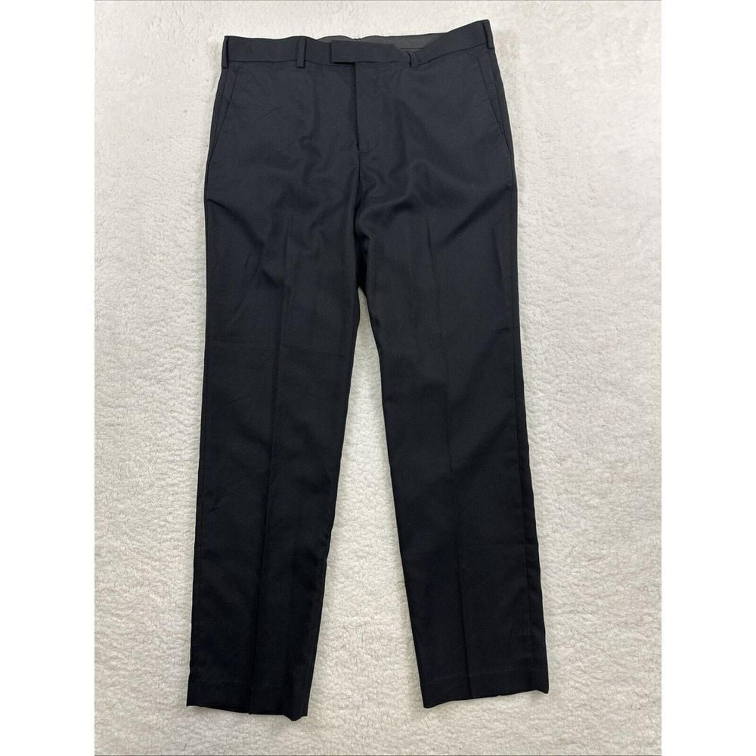 AXIST Dress Pants Men 34x32 Ultra Series Black Straight Leg Flat Front NWT -READ