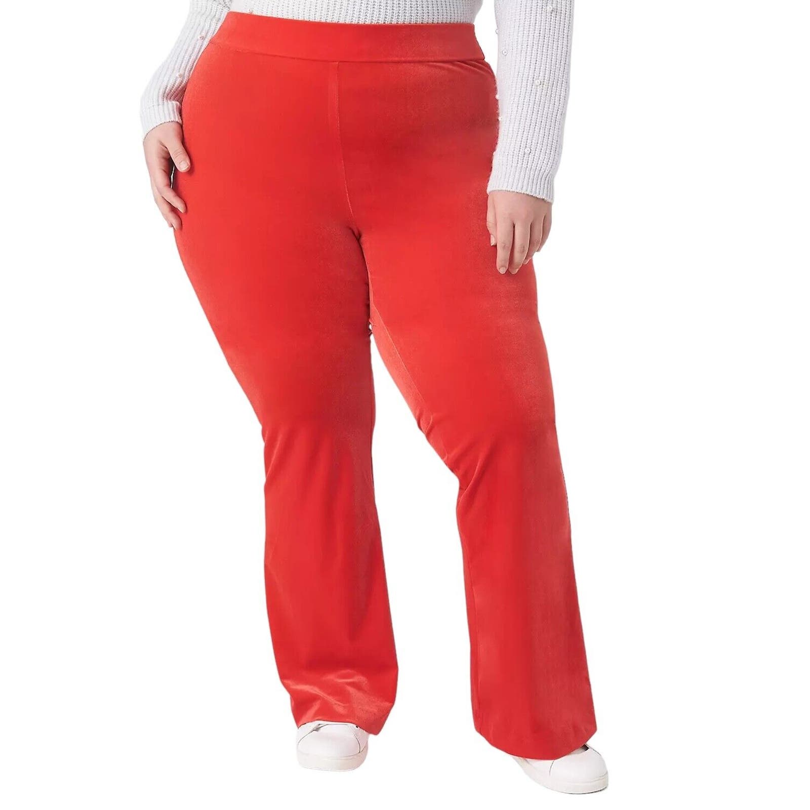 Lane Bryant Women's Velvet Pull on Mid Rise Flare Pants Size 22 Red