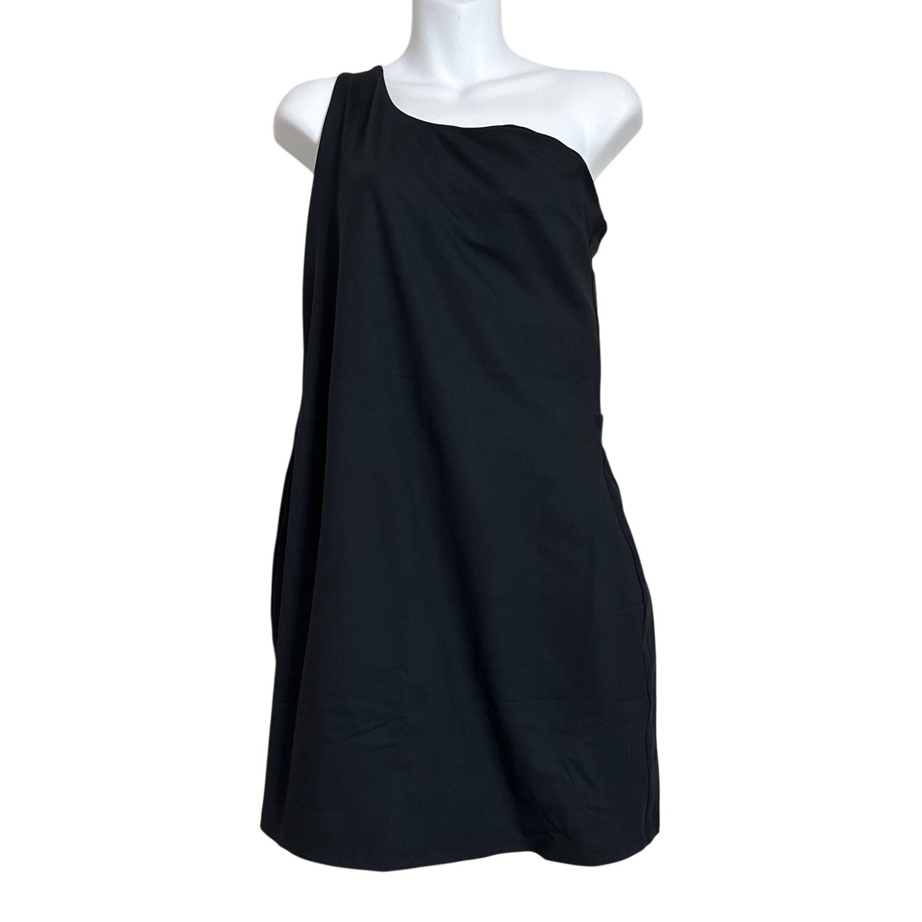 Girlfriend Collective Bianca One Shoulder Dress 6080 Black Size XL New