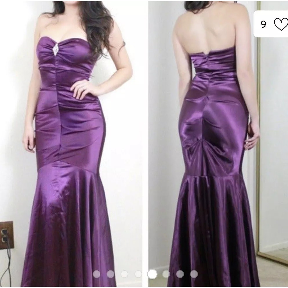 Xscape By Joanna Chen Strapless Satin Ruched Mermaid Dress Size 8