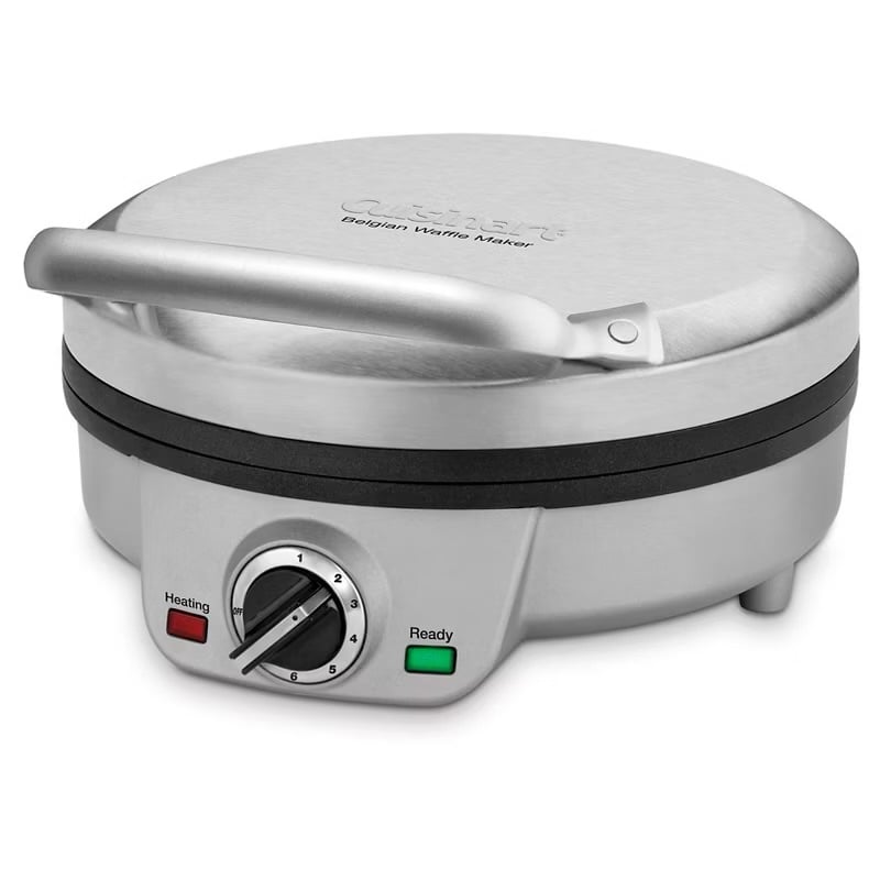 Cuisinart Mini Belgian Waffle Maker, Round Mini Waffle Iron, Silver, WAF-200P1