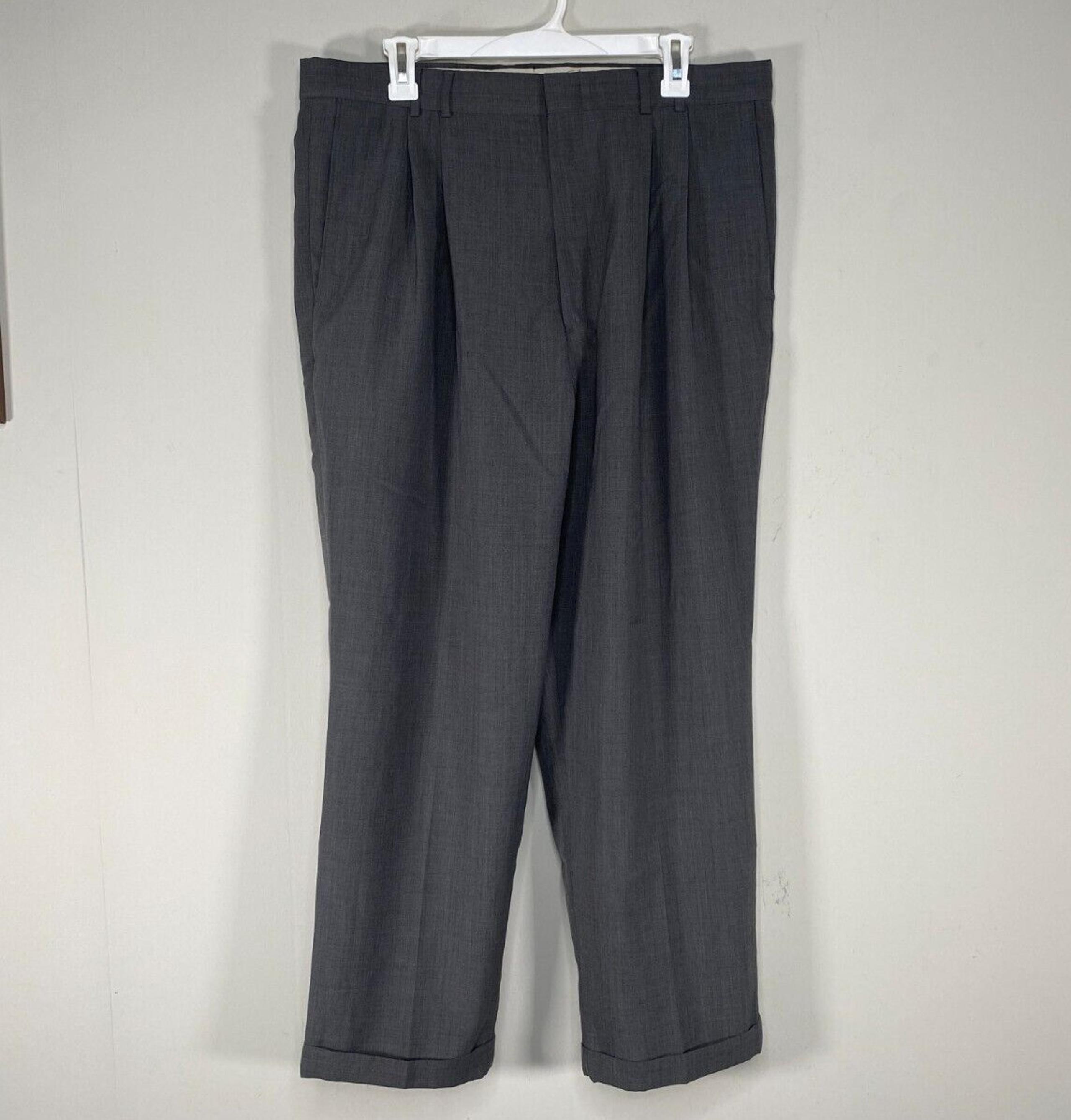 Dockers Worsted Wool Blend Pleated Dress Slacks Men's 36 x 30 High Rise Gray