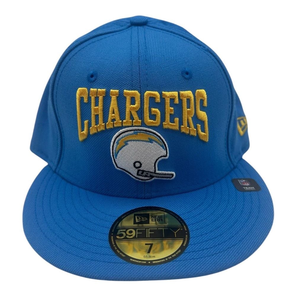 New Era 59Fifty Los Angeles Chargers Hat Cap Size 7 Blue Throwback Helmet NFL