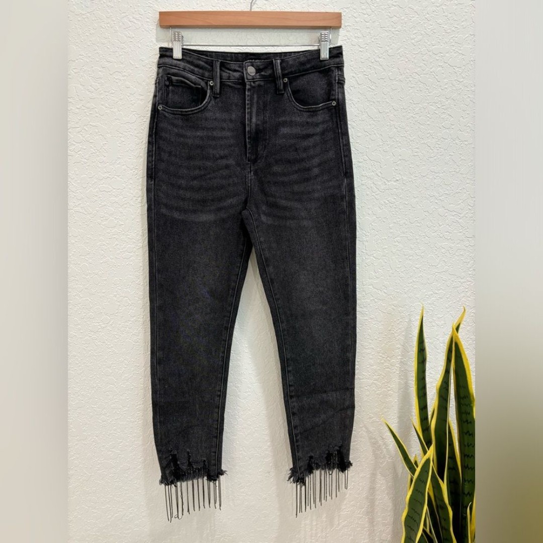 Dear John Stella Super High Rise Cropped Slim Culver Jeans Rhinestone Size 28