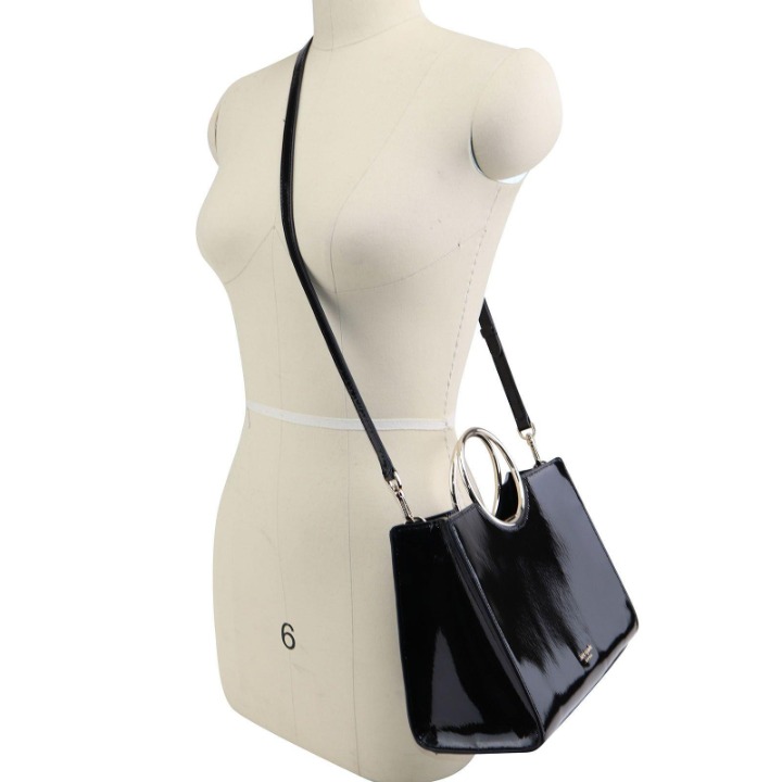 Patent Leather Sam Bracelet Tote Black