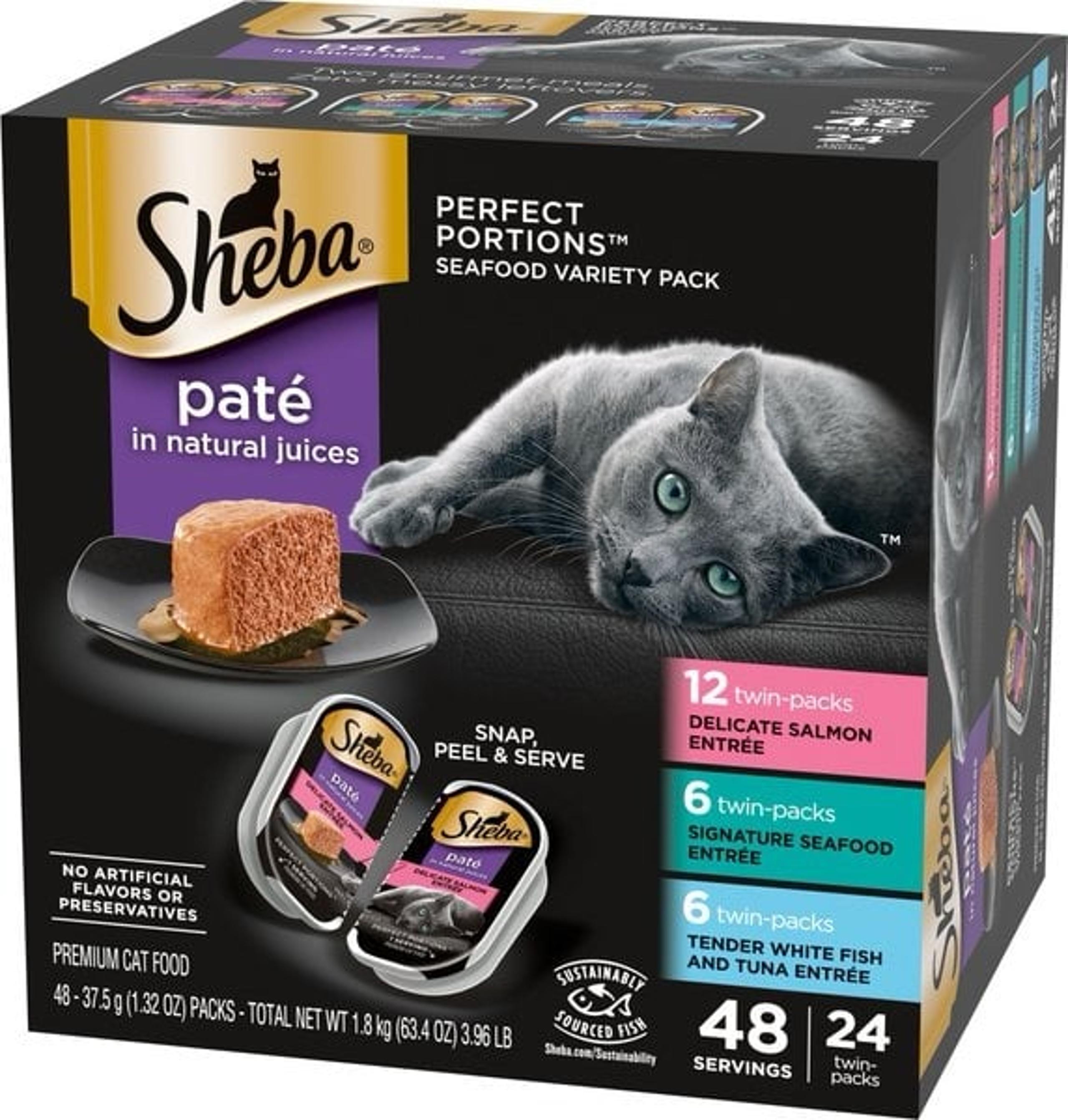 SHEBA Perfect Portions Adult Wet Cat Food - Seafood Variety Pack, 48 Servings