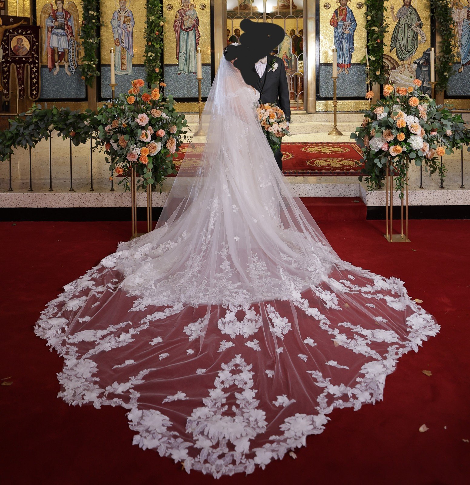 Royal Length Floral Wedding Veil