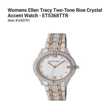 Womens Ellen Tracy Two-Tone Rise Crystal Accent Watch