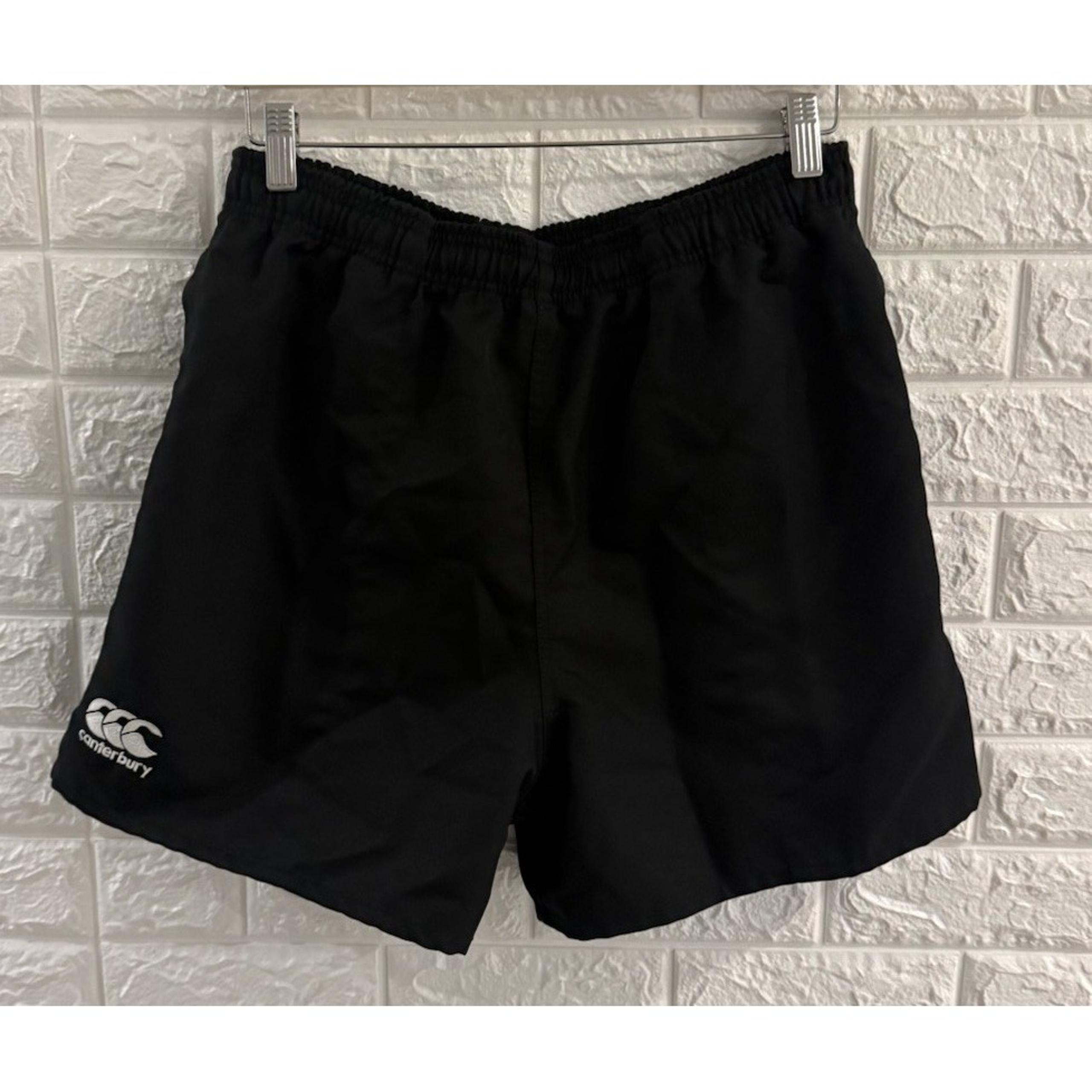 CANTERBURY MENS SHORTS SIZE 40 BLACK INSIDE LINEAR TRUNKS DRAWSTRING POCKETS