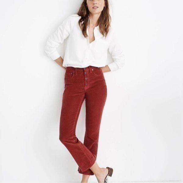 Madewell Cali Demi boot corduroy pants red