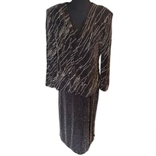 Vintage Alex Evenings Metallic Black Dress Set