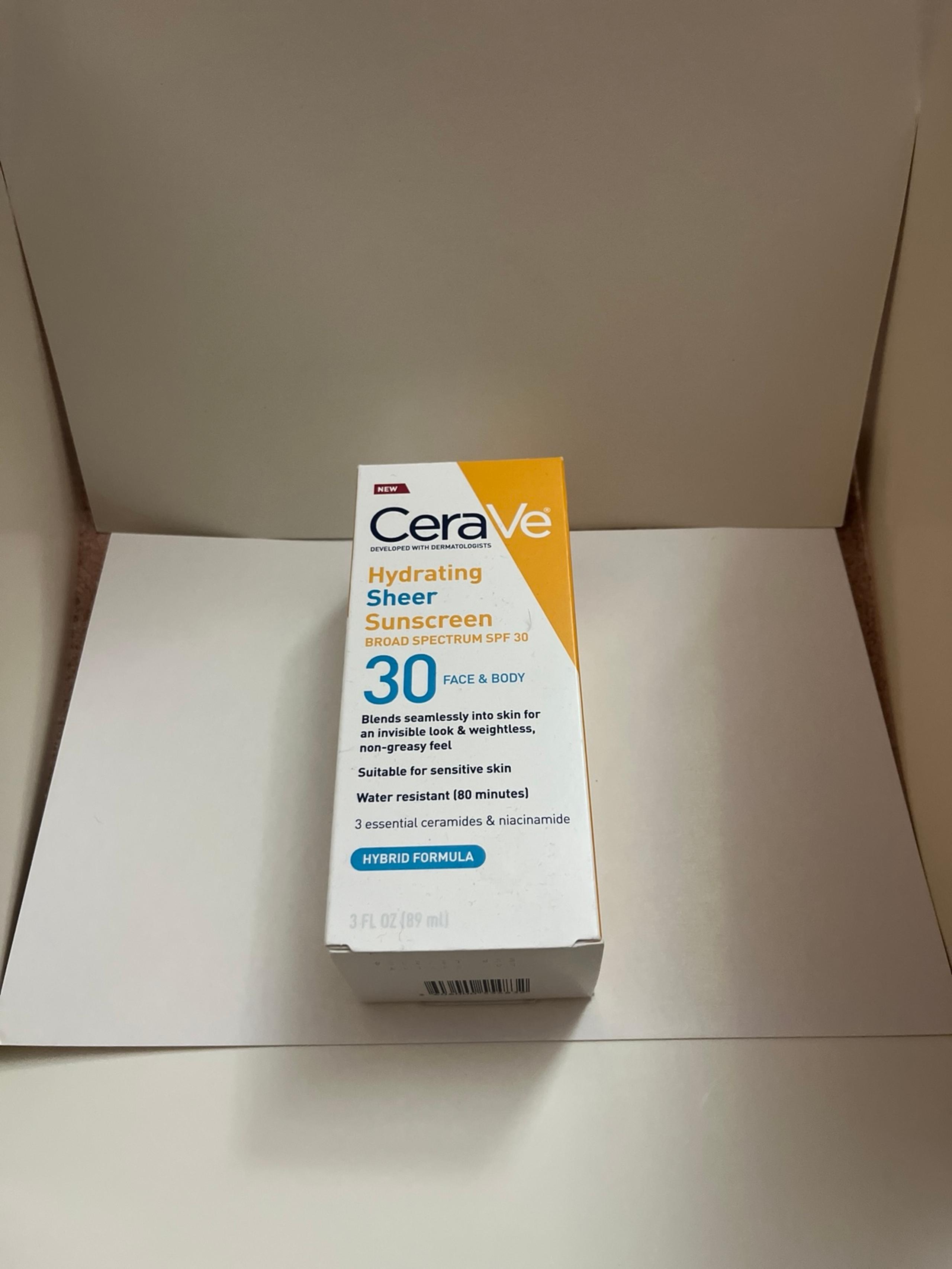 CeraVe Hydrating Sheer Sunscreen broad spectrum SPF 30