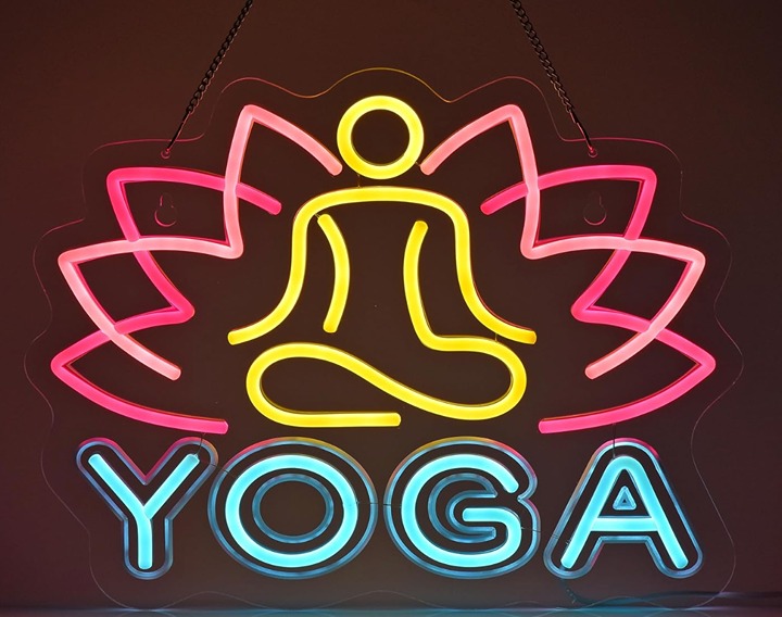 Lovely Bright Pink Lotus Flower Yoga Sign LED Night Light Room Wall Decoration