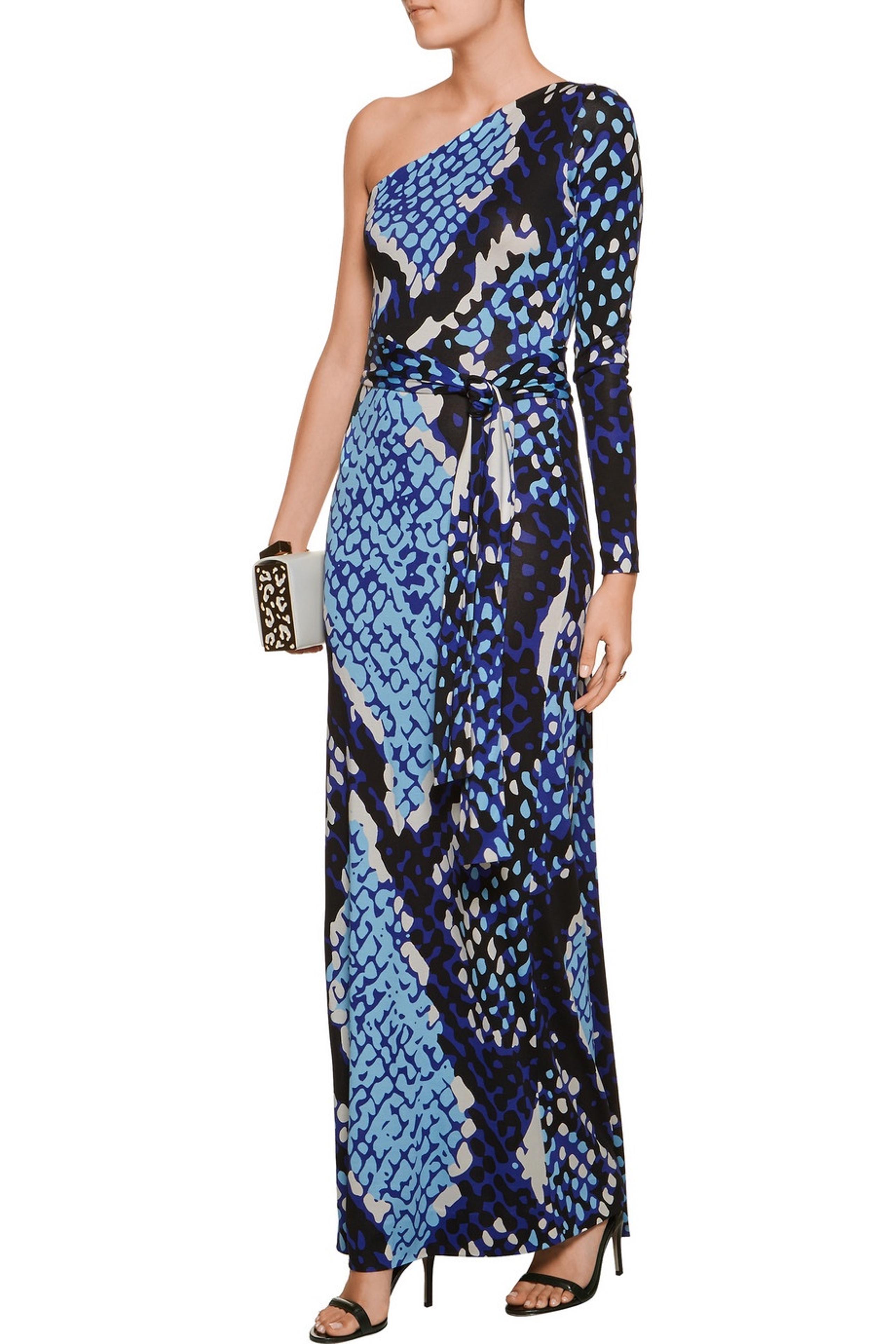 Diane Von Furstenberg Coco one shoulder maxi dress size 2