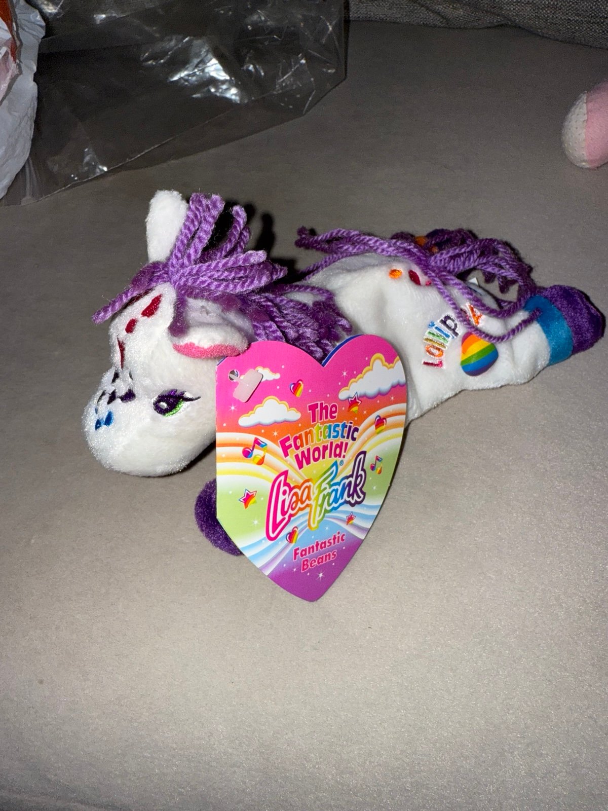 Vintage Lisa Frank Lollipop Fantastic Beans Beanie Pony Plush Horse Series 1 NEW