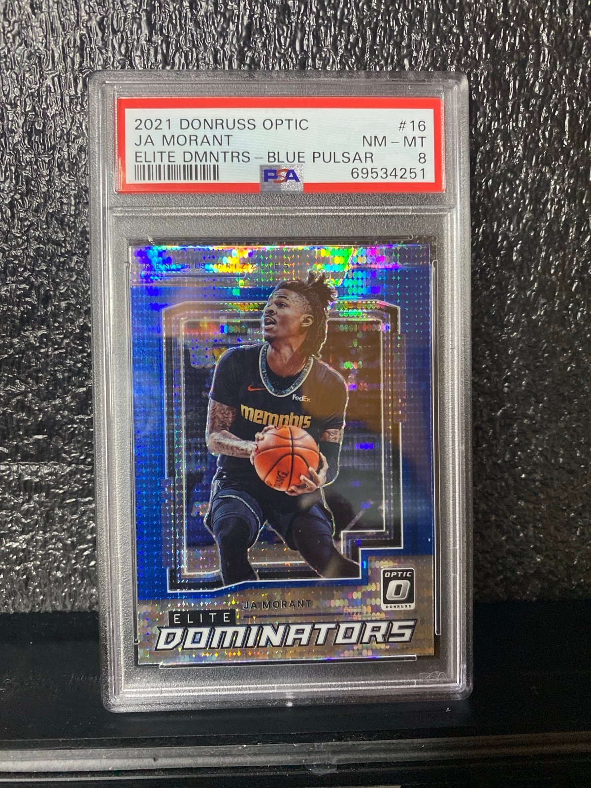 Ja Morant 2021 Donruss Optic Blue Pulsar Prizm PSA 8