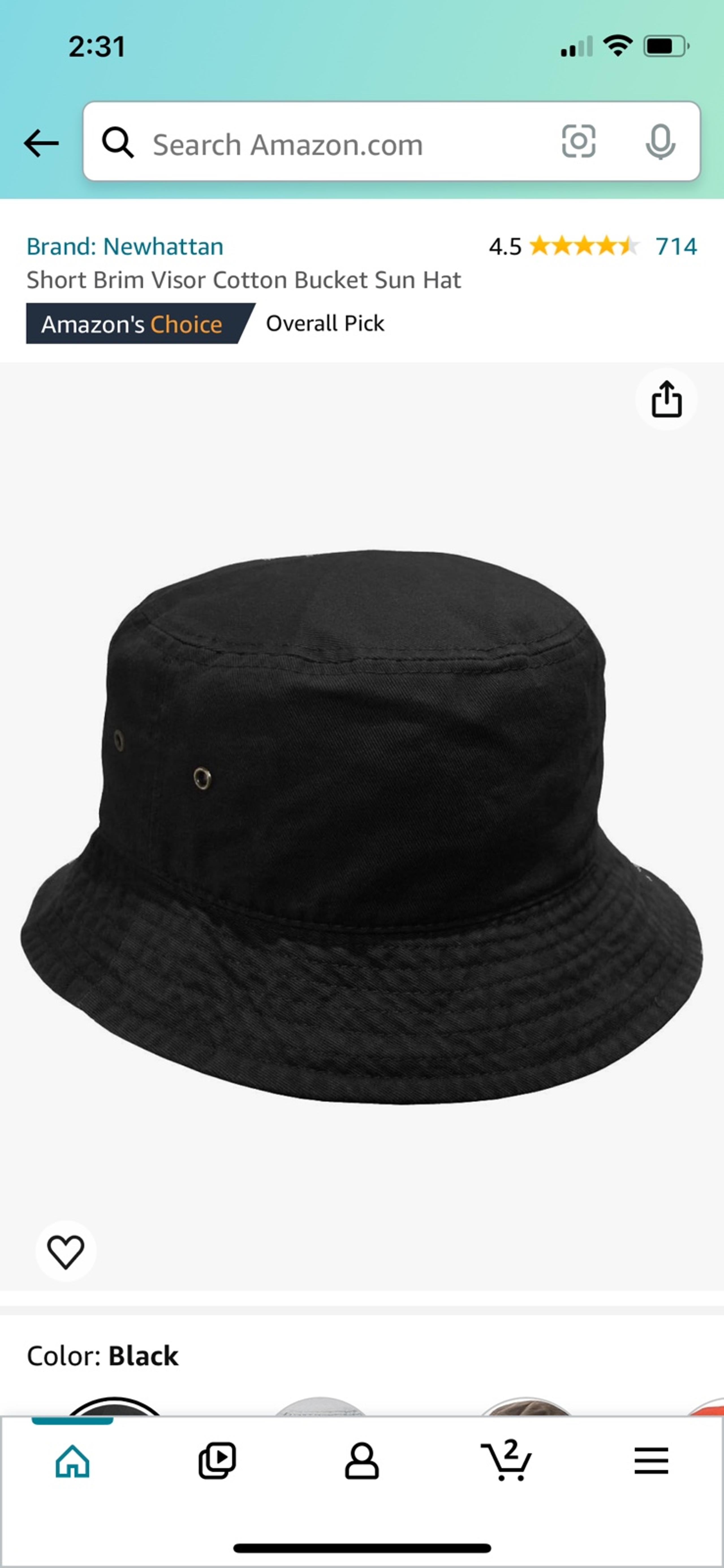 black bucket hat