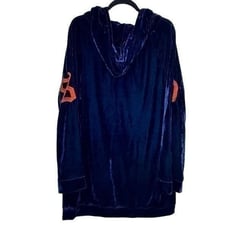 Fashion Nova Plus Size Velvet Paris Graphic Letters Zip Up Hoodie Blue Size 1X