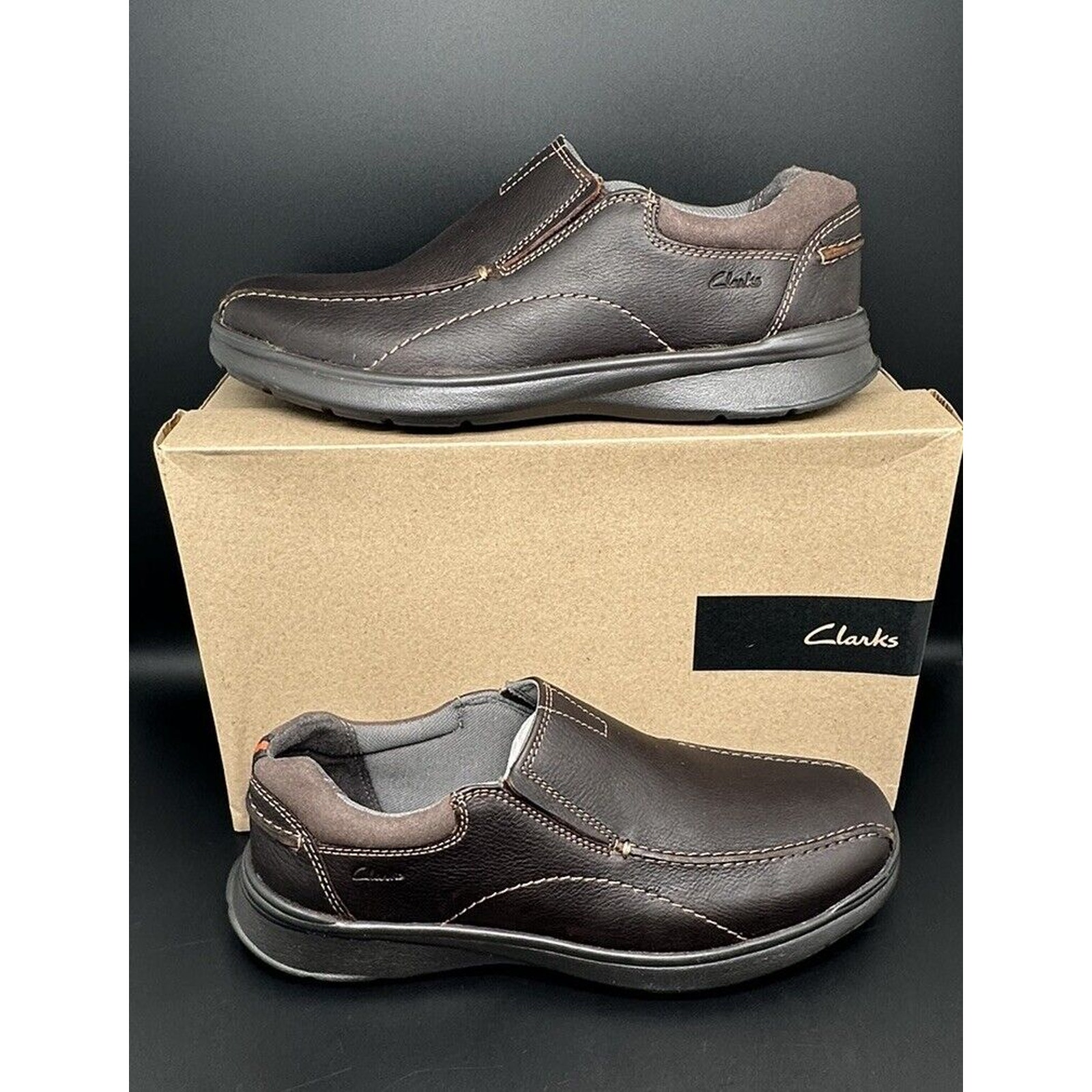Clarks Cotrell Step Brown Leather Slip-On 19614 Men's Sz 10 NEW!