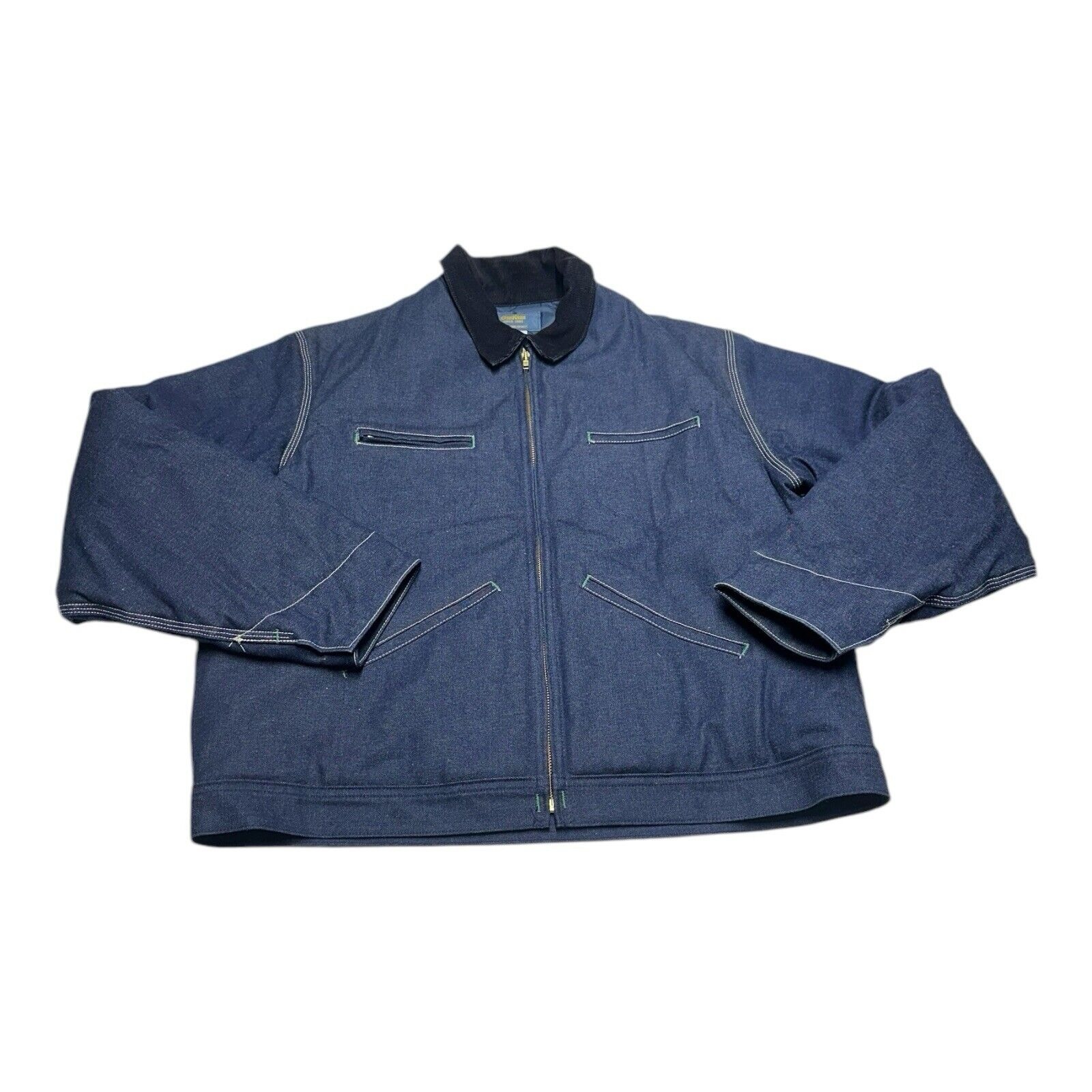 Vintage OshKosh B'Gosh Chore Jacket Mens 46 Reg Blue Denim Lined Corduroy Collar