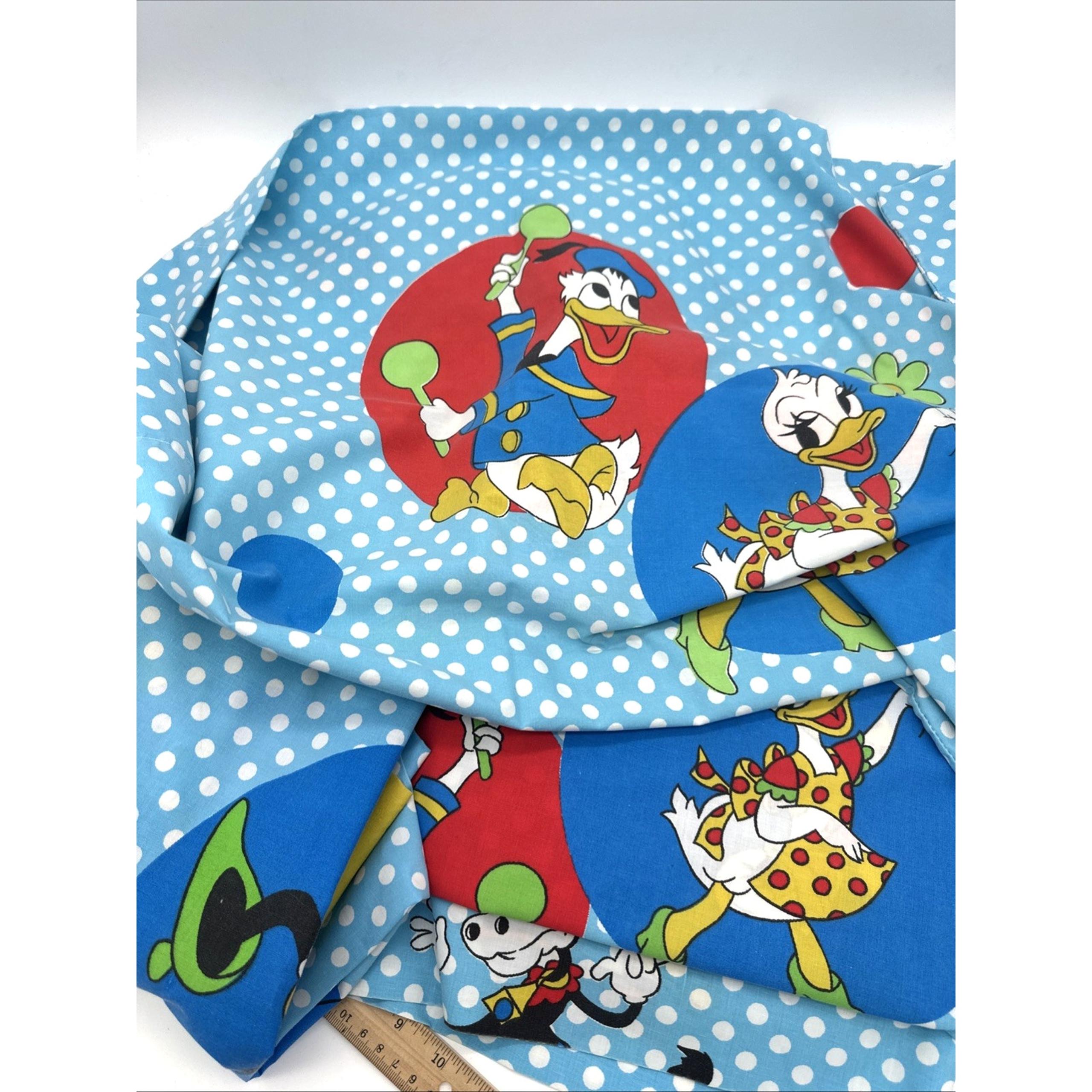 Vintage Disney Mickey Wamsutta Twin Sheet Set Fitted, Flat, Pillowcase EUC
