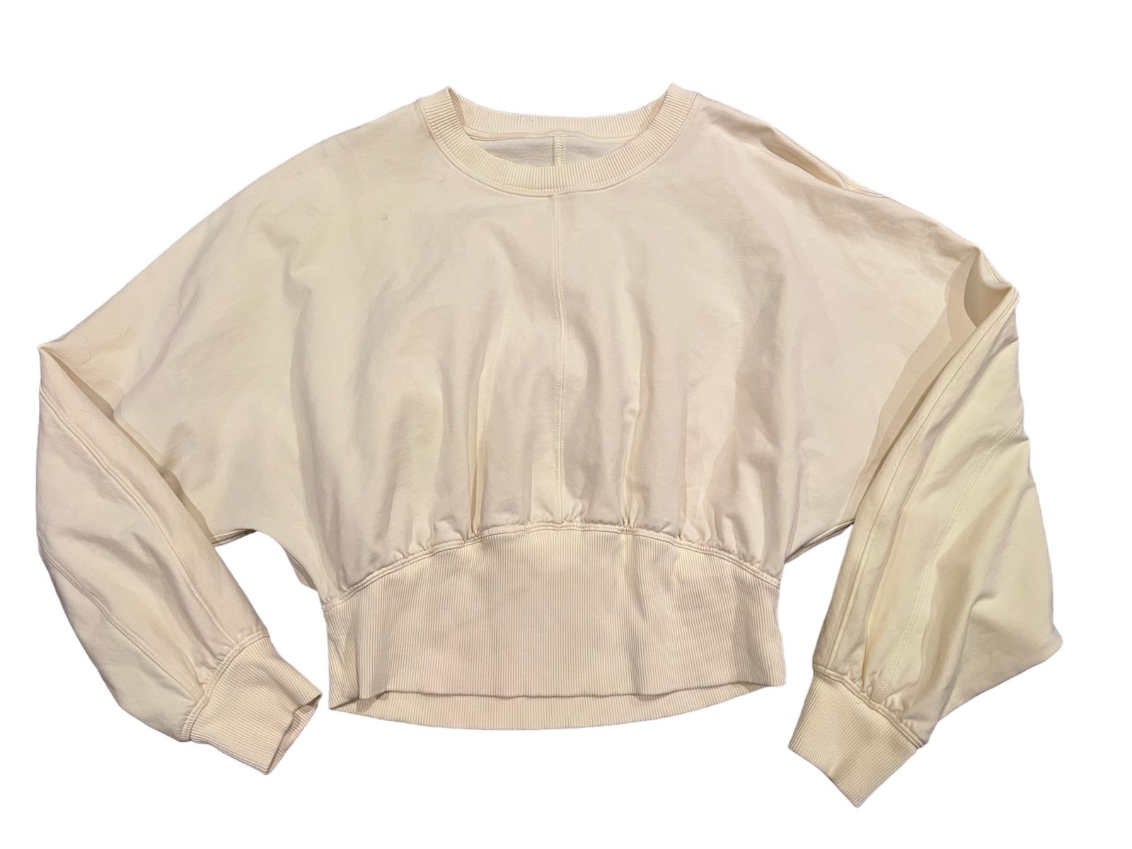 Lululemon light cream oversize ribbed hem pullover size 4