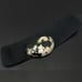 Vintage Large Seashell Shell Buckle Black Elastic Belt One Size Waist 25”-36”