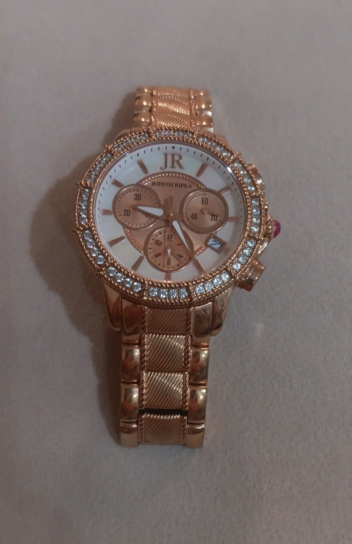 JUDITH RIPKA DIAMONQUE GOLDTONE WATCH
