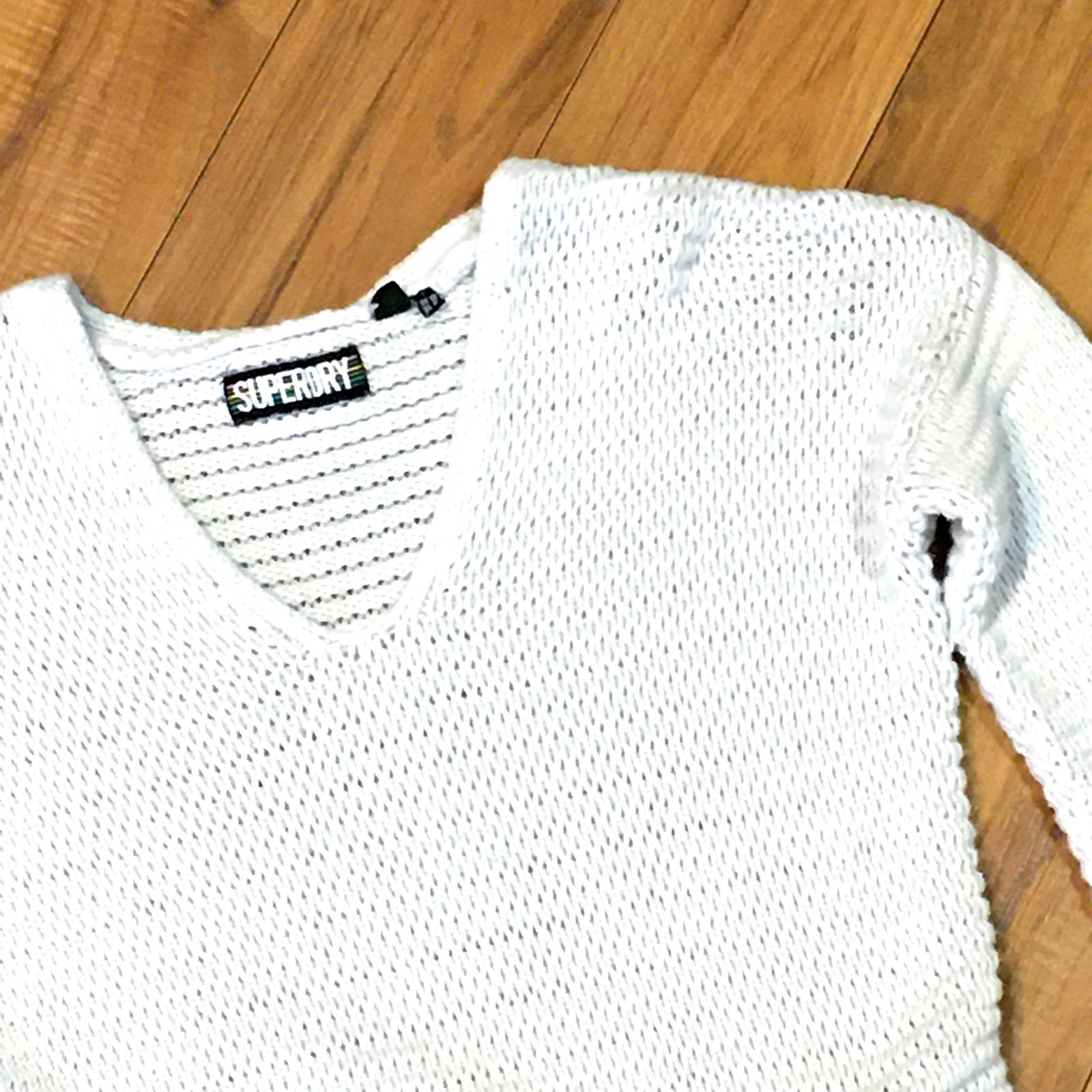 Superdry cable knit chunky white sweater beachy boho beach coastal grandma