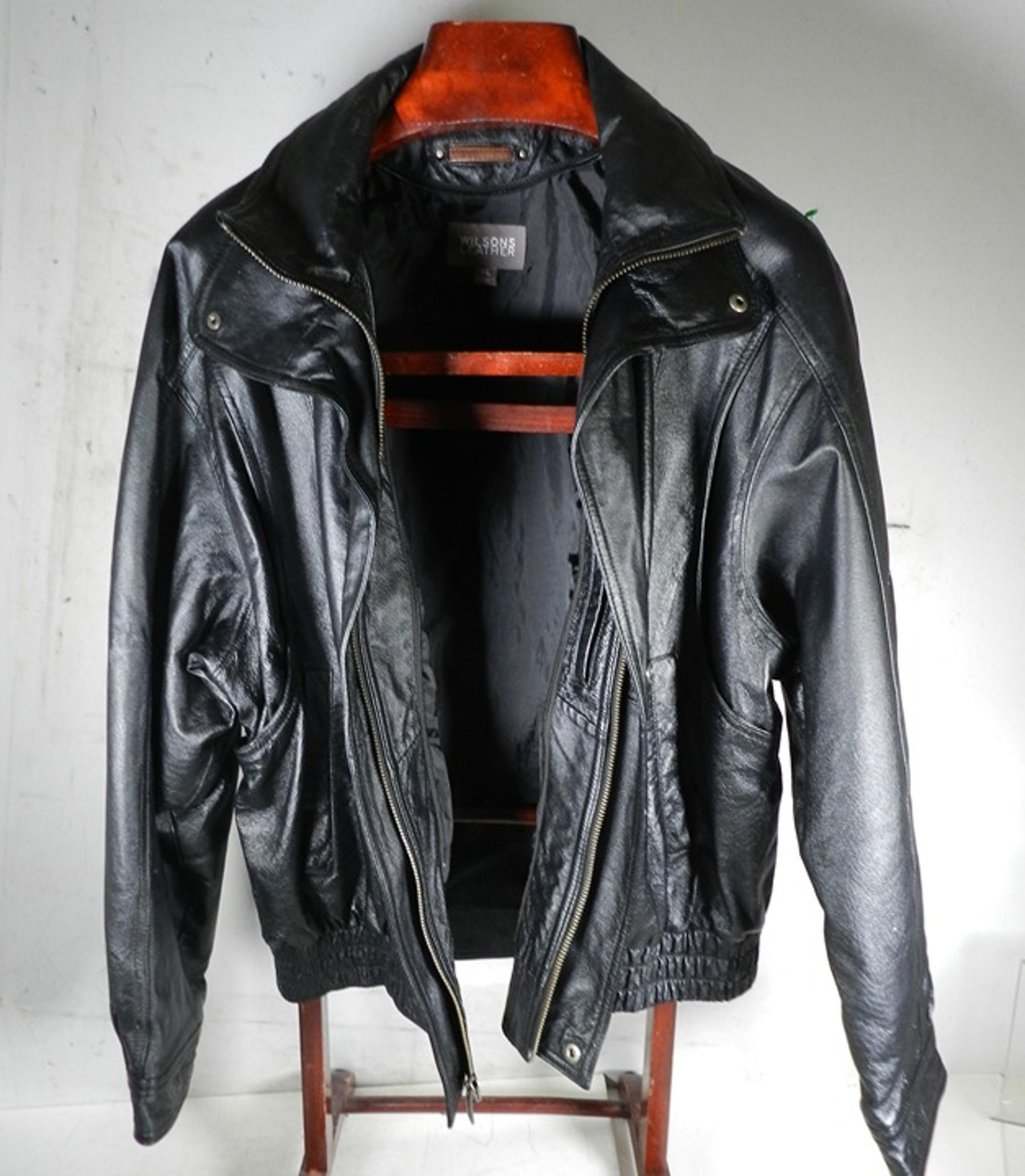 WILSONS LEATHER Heavy Motorcycle Black Jacket Men's Size XL