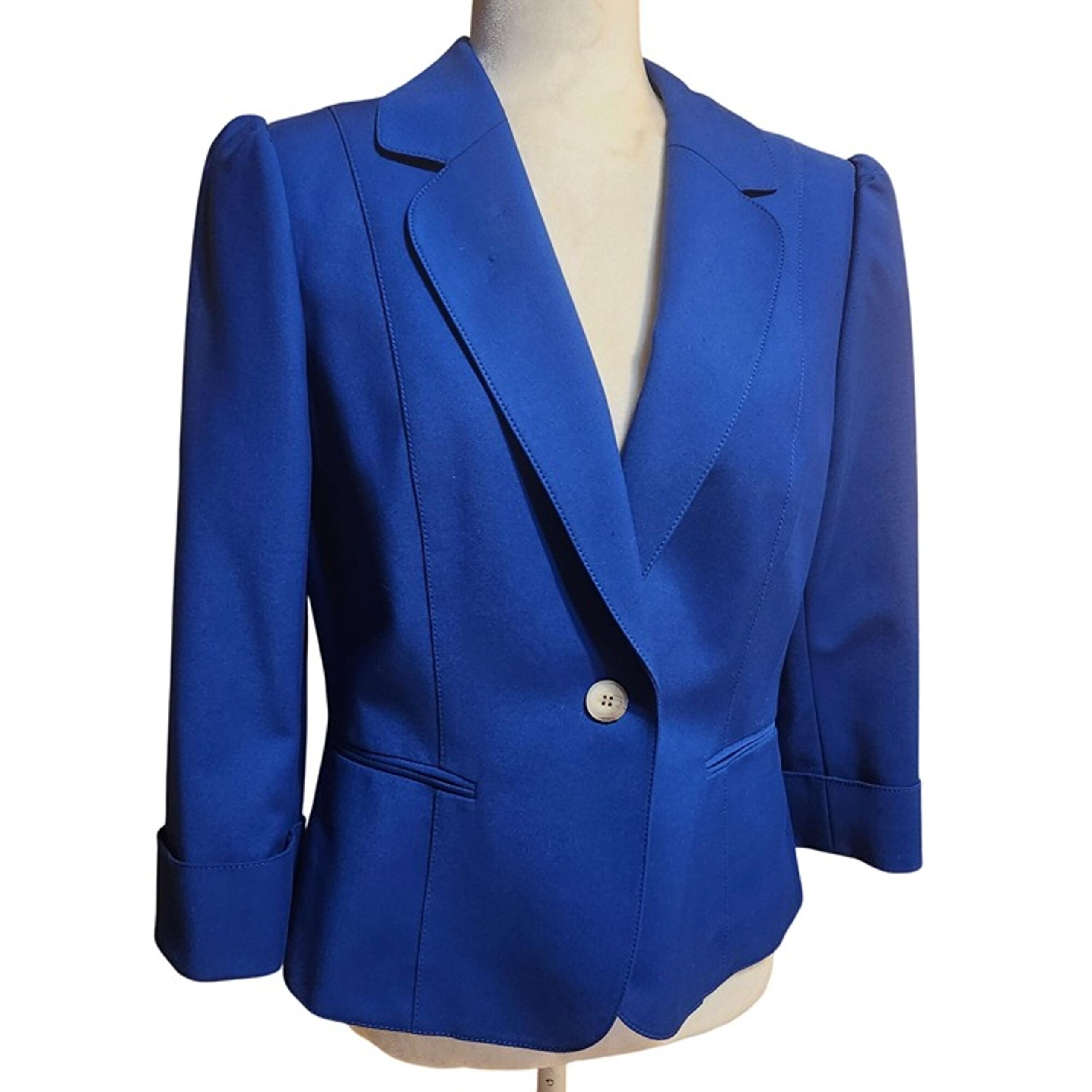 Antonio Melani Women's Size 8 Royal Blue Single-Button Blazer Jacket Cotton Blen