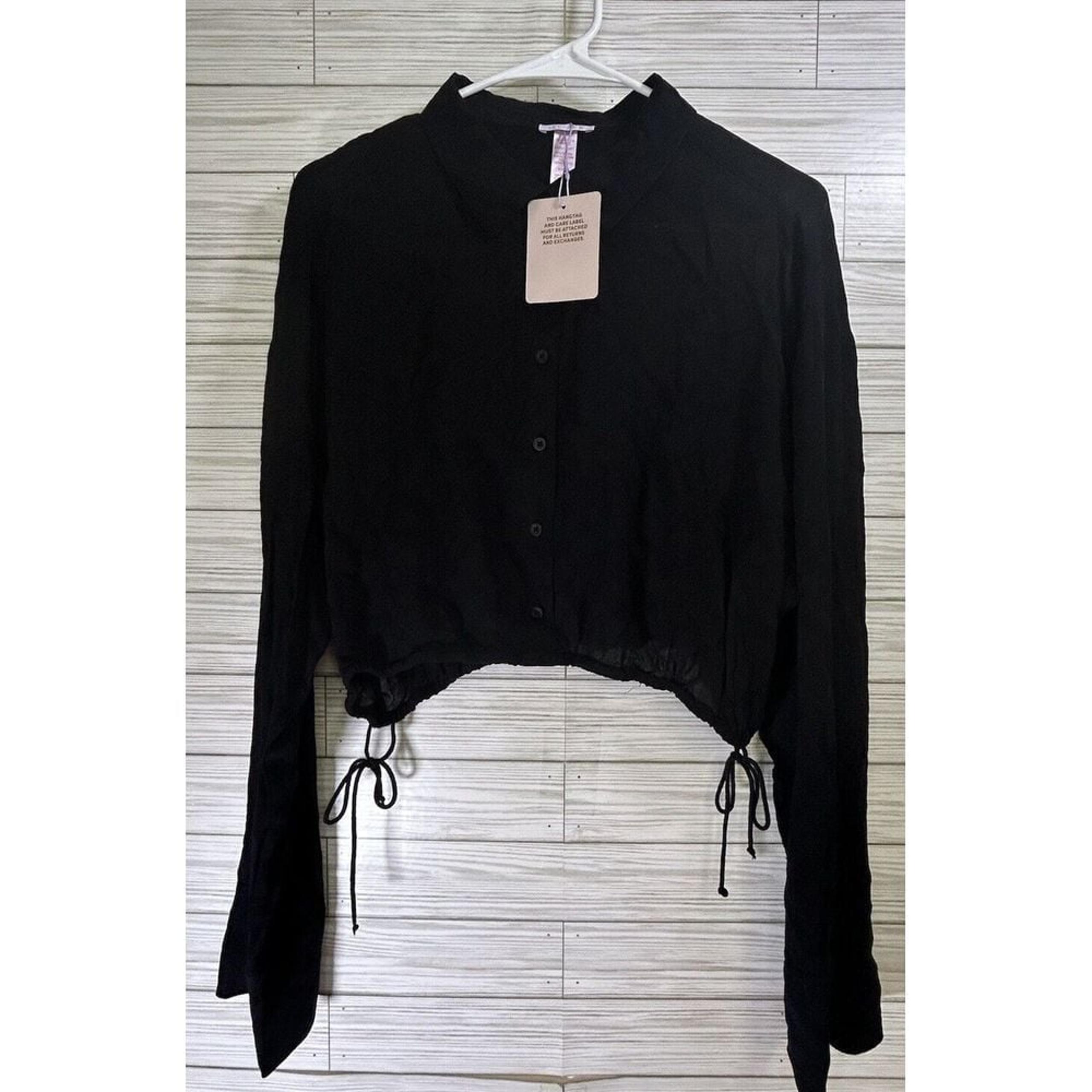 Savage X Fenty Black Monogram Jacquard Drawstring Crop Sleepshirt XL Womens