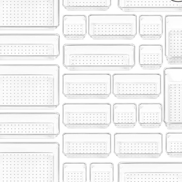 25 PCS Clear Plastic Drawer Organizers