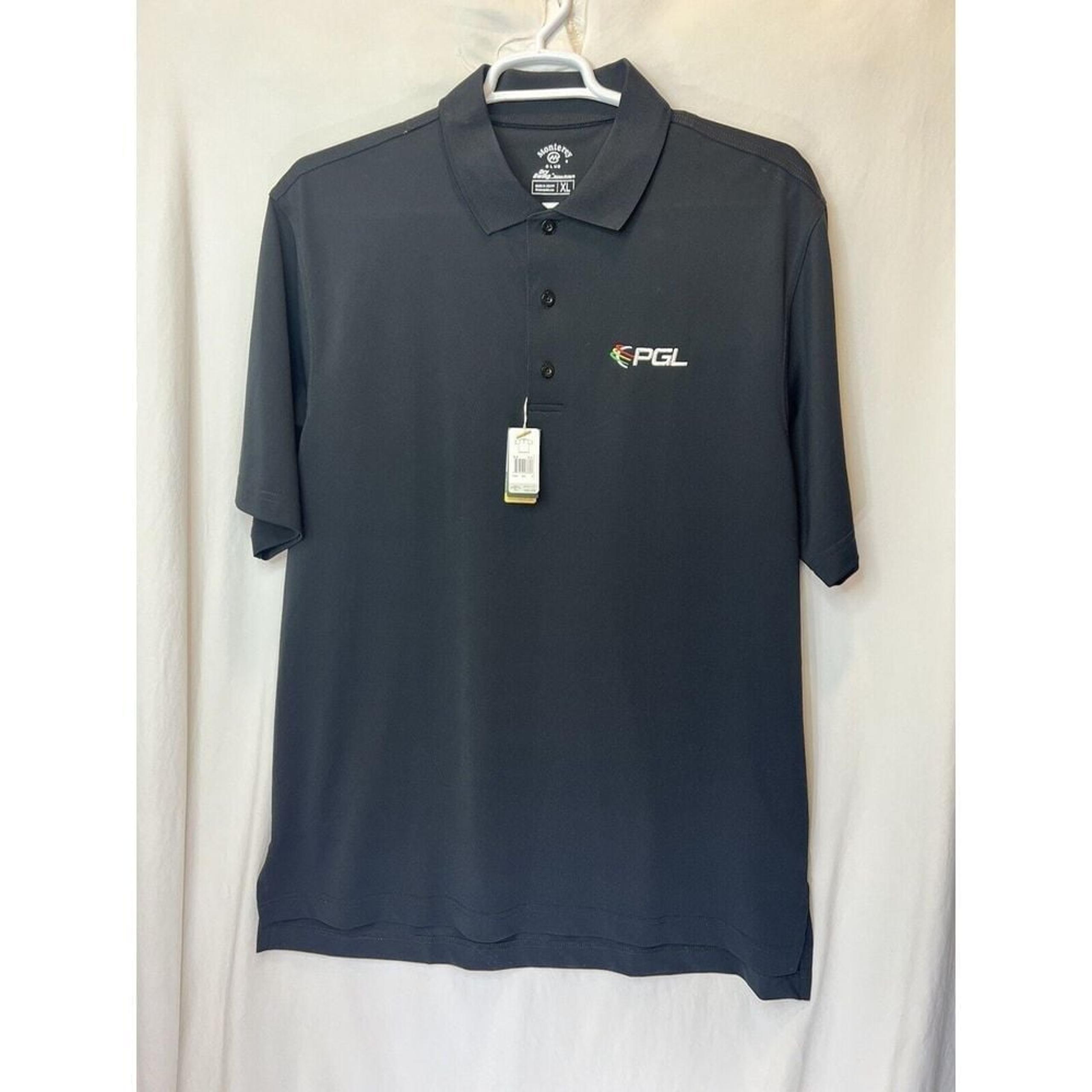 Monterey Club Dry Swing Polo Golf Shirt Ship PGL Embroidered Logo MWT Black
