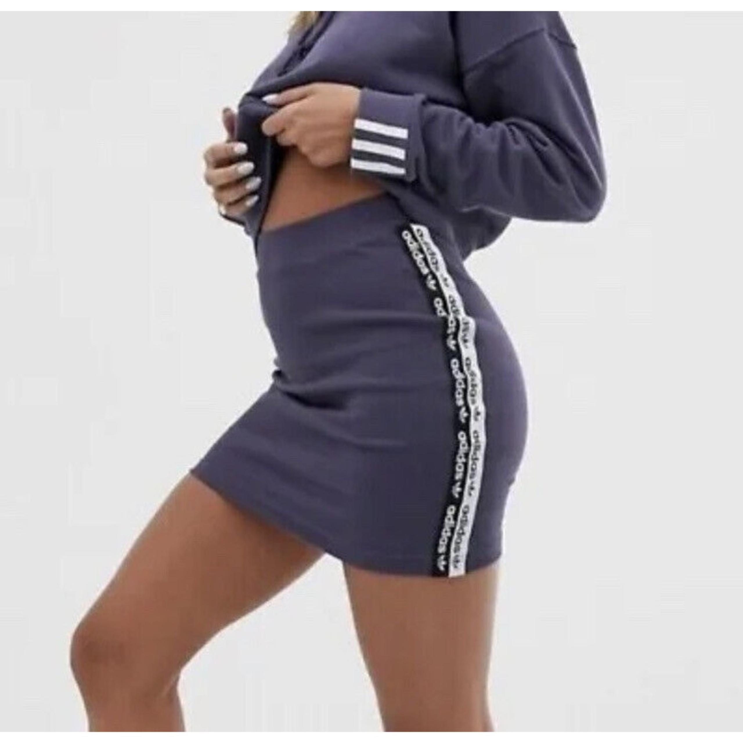 Adidas Originals Trefoil Womens Tape Mini Skirt Size XL Ribbed Purple NEW W TAG