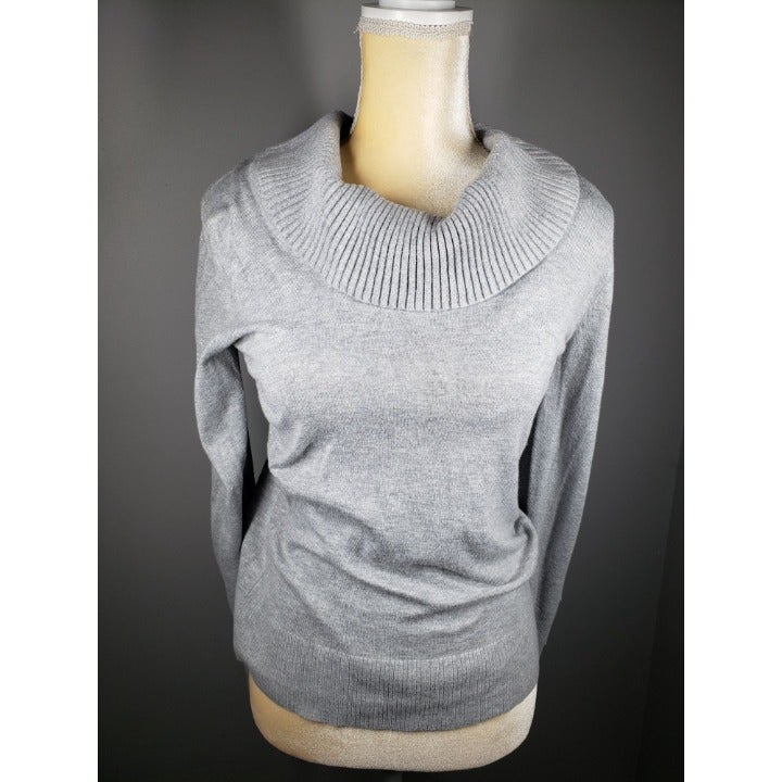 White House Black Market Gray Sweater With Buttons Down Sleeve.