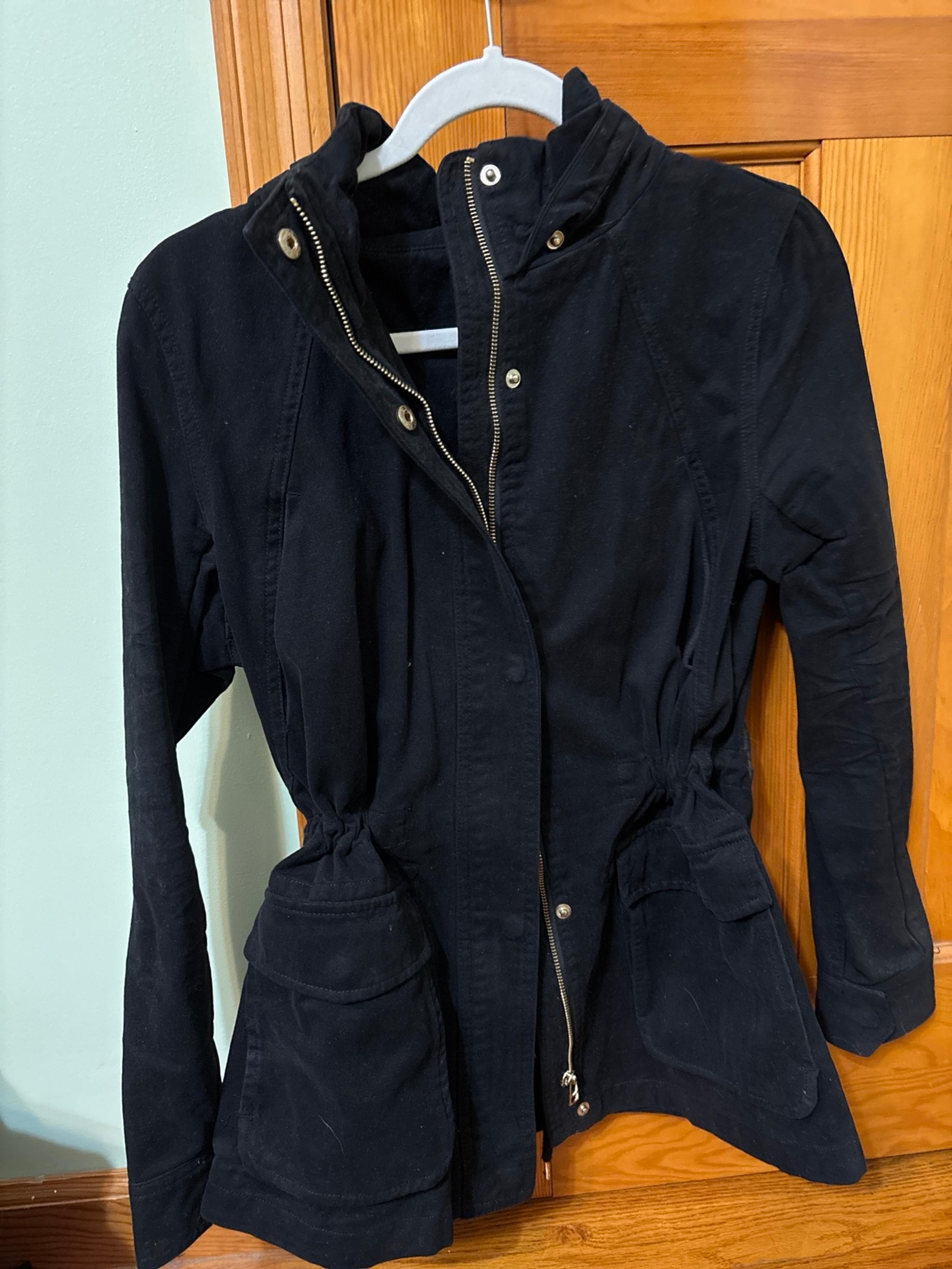 Black Coat with drawstring and detachable hood