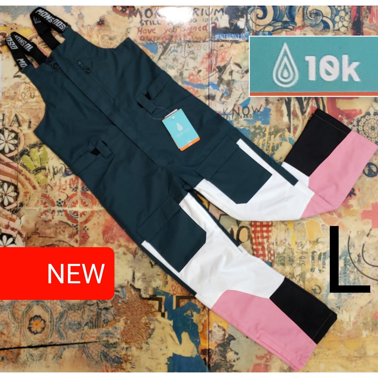 170 New 10K Waterproof Premium Insulated Ski / Snowboard Bib + Zip Leg Vents! L