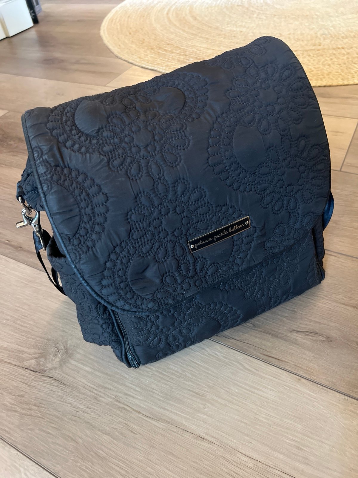 petunia pickle bottom Black quilted diaperbag