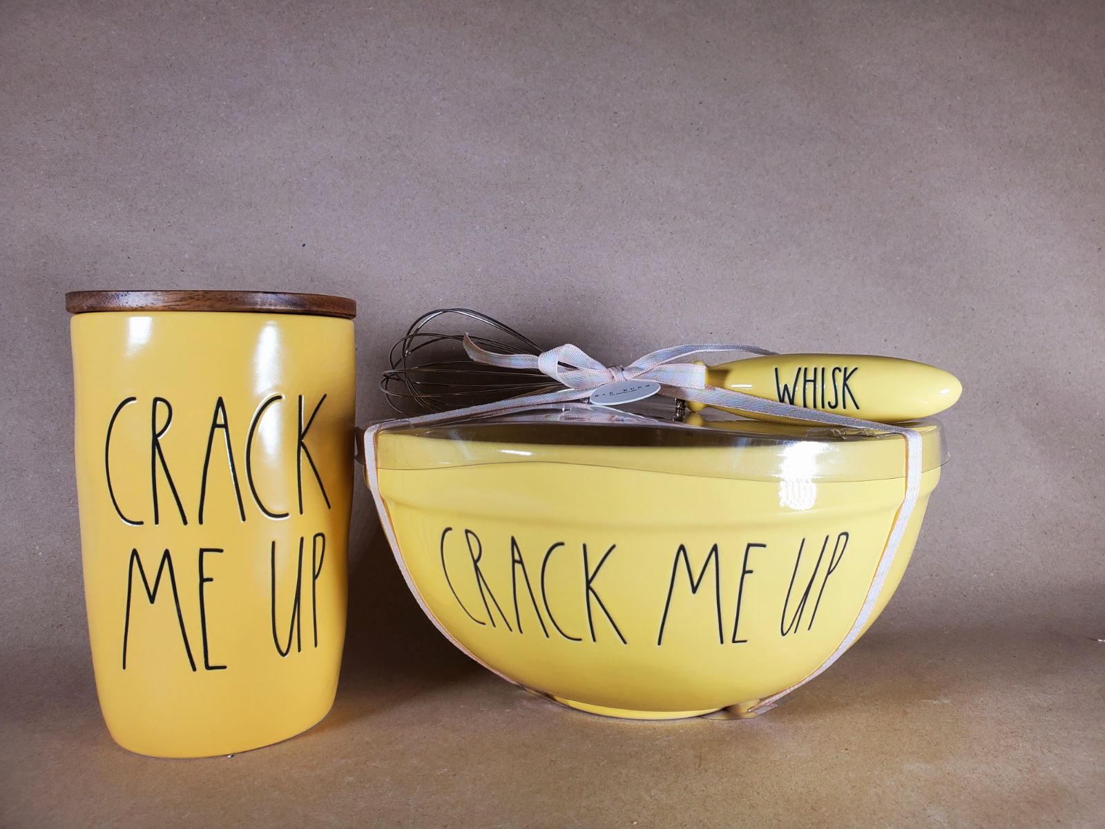NEW Rae Dunn Yellow Crack Me Up Large
