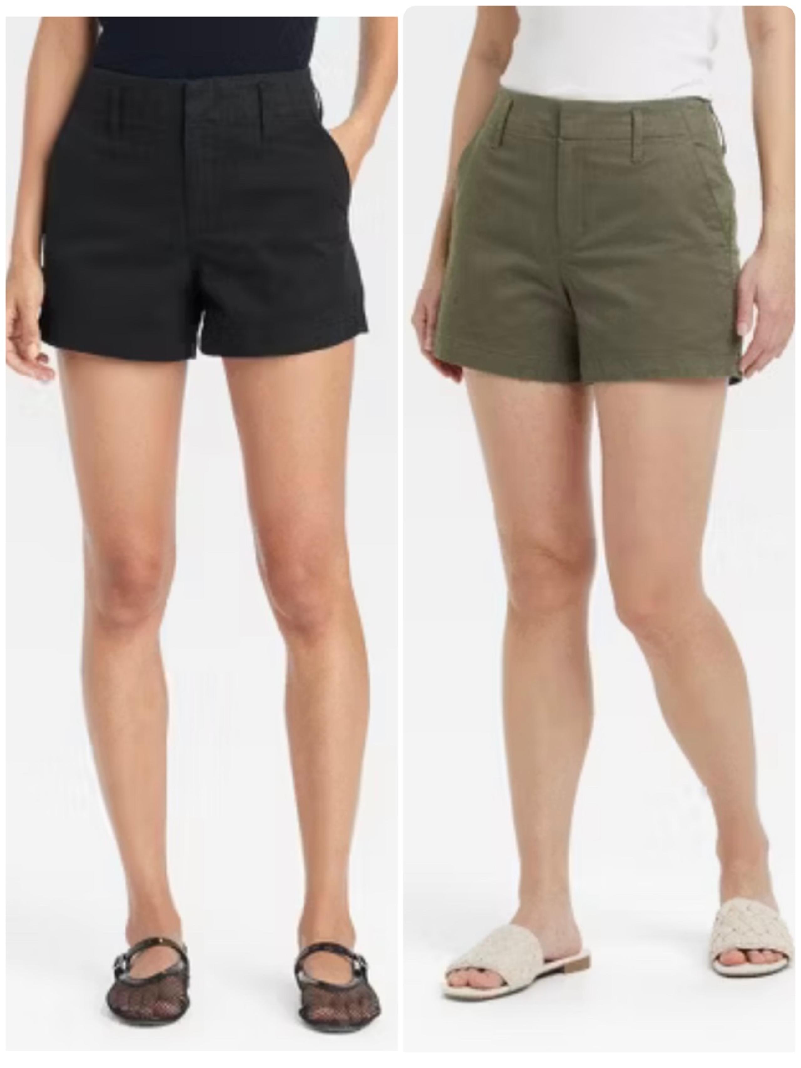 A New Day Women's Black and Olive Chino Shorts Bundle Size 4