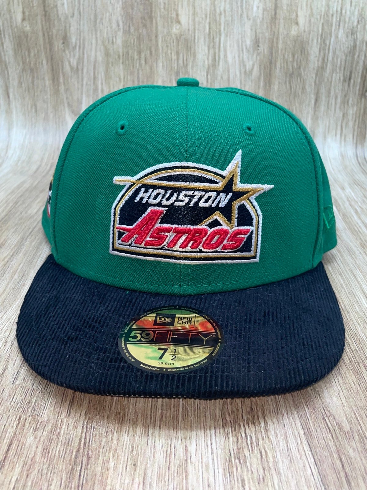 Houston Astros 35 Years Patch Green New Era 59FIFTY Hat Sz 7 1/2 Preowned