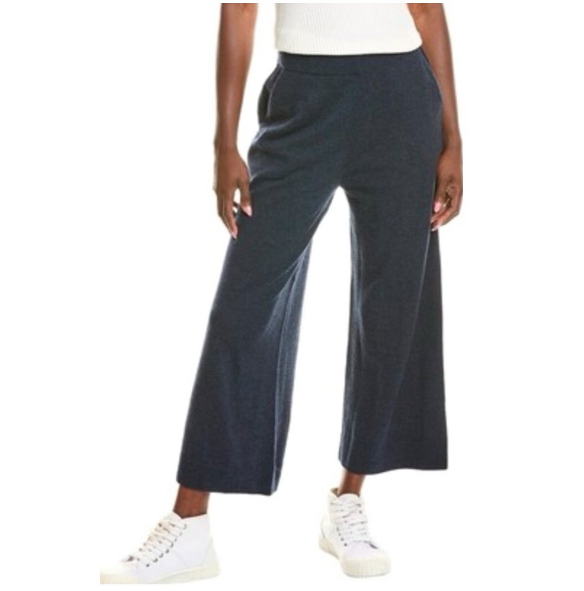 Lafayette 148 New York Gray Wool Cashmere Wide Leg Pull On Pants