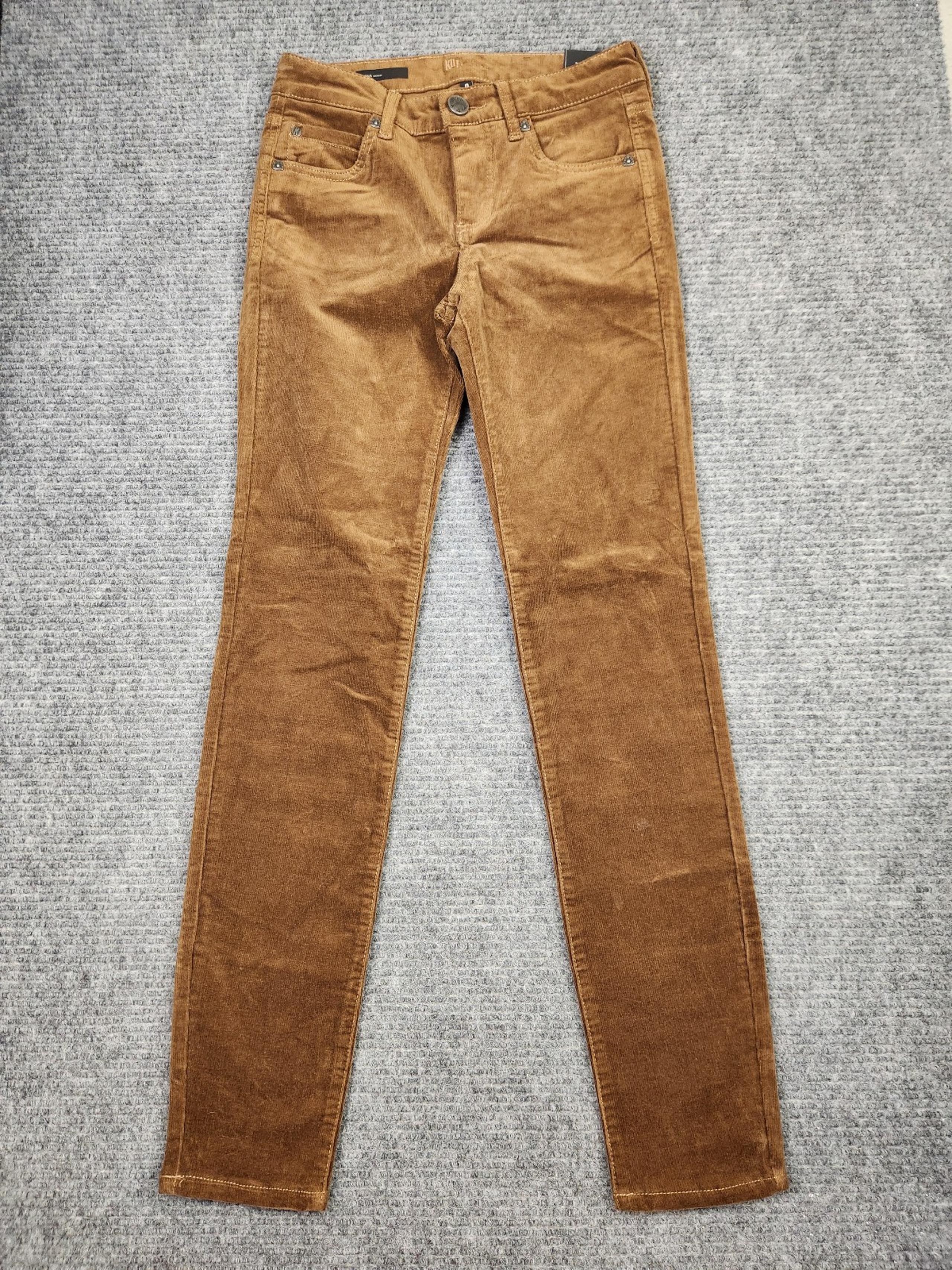 KUT From The Kloth Diana Skinny Corduroy Pants Womens 0 Tan Brown NWT
