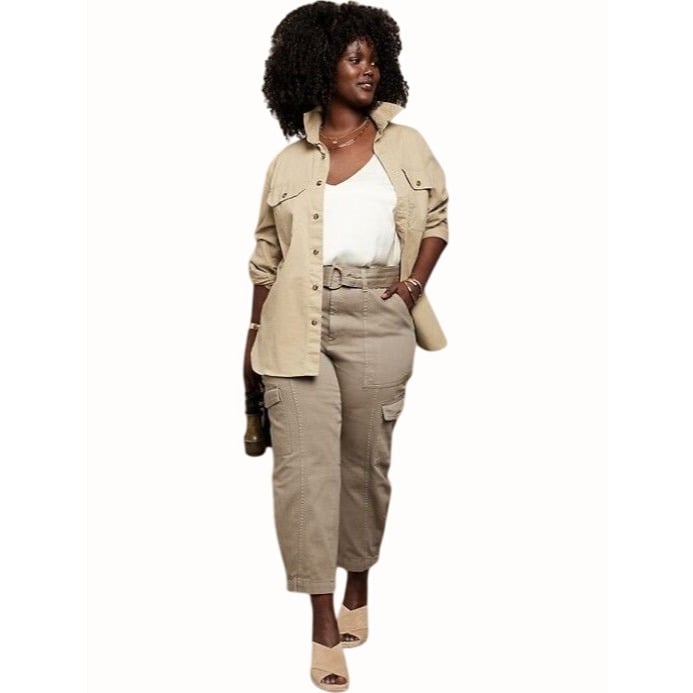 Banana Republic High Waisted Gray Utility Cargo Pants Pockets Relaxed Fit New 12